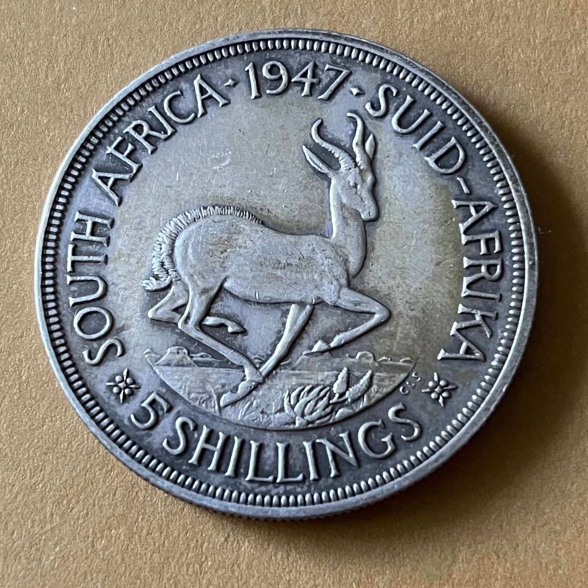  South Africa 1947 Silver 5 Shillings (.800)  George VI