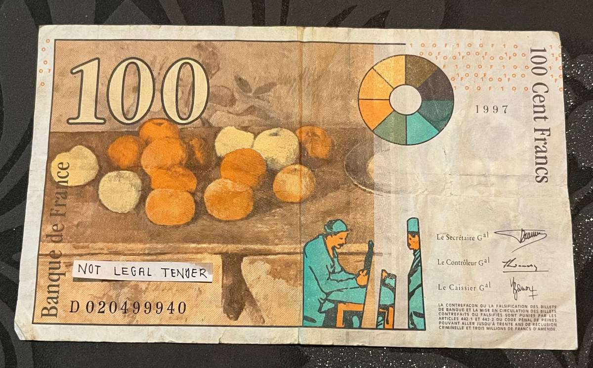 France 100 Francs (Paul Cézanne) Banknote  1997