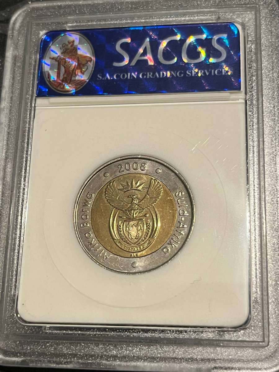 2008 South Africa 5 Rand  Mandela 90th Birthday  SACGS MS64