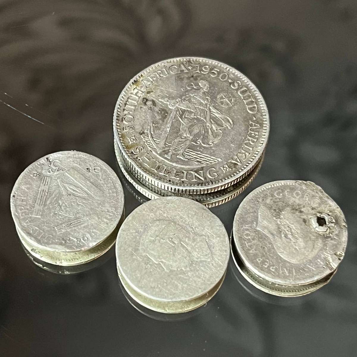 South Africa Silver Coin Lot  1950 1 Shilling + Threepence Coins (Mixed)