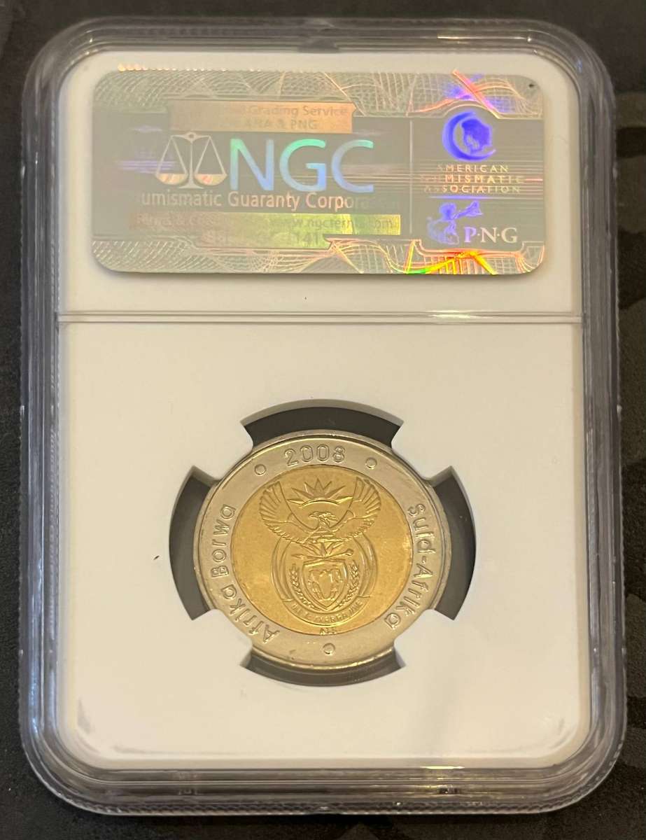 2008 South Africa 5 Rand Nelson Mandela 90th Birthday NGC MS67