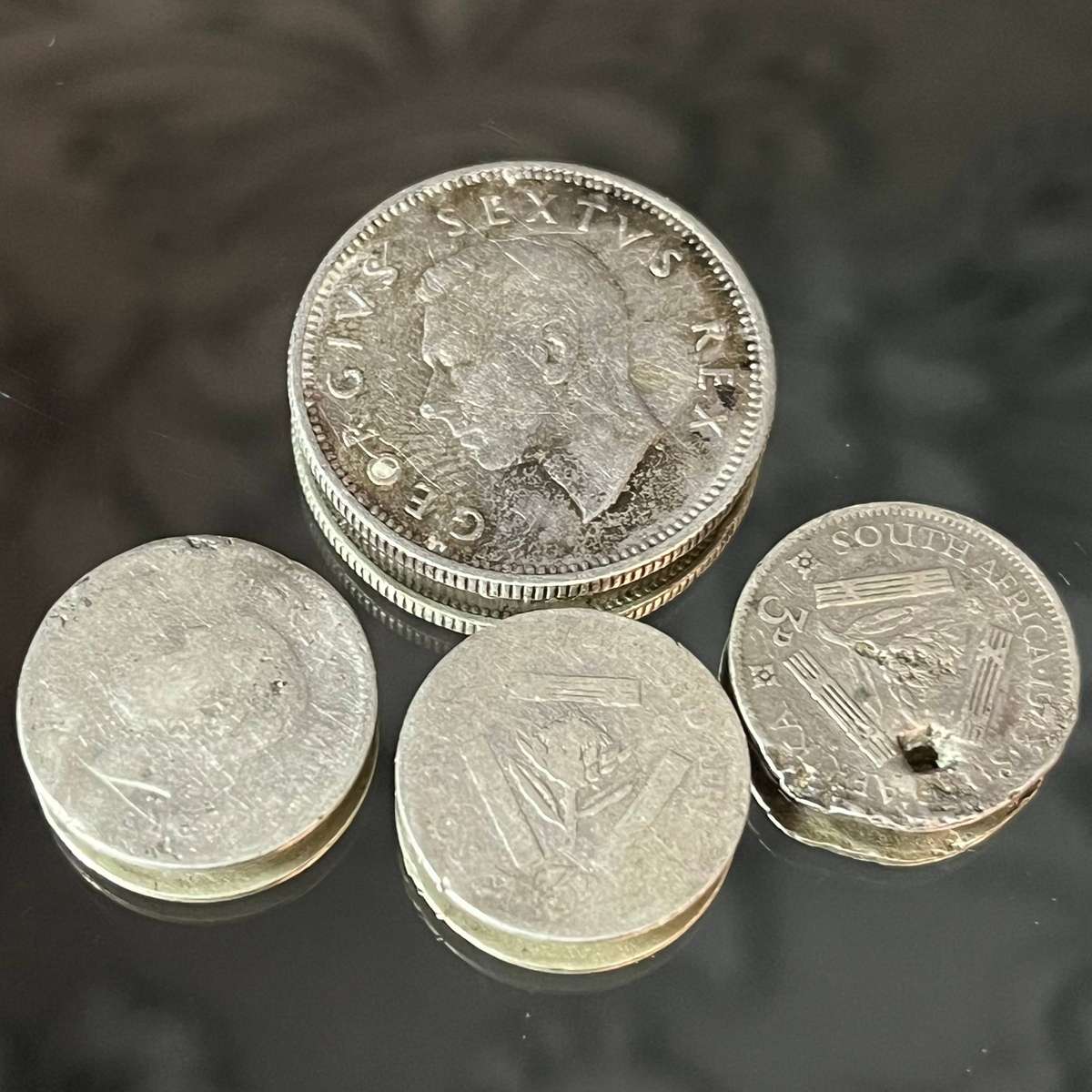 South Africa Silver Coin Lot  1950 1 Shilling + Threepence Coins (Mixed)