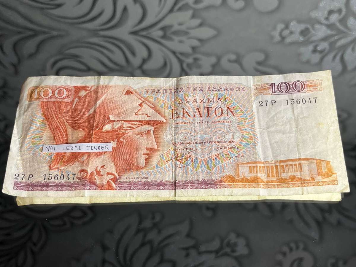 Greece 100 Drachmai Banknote 1978  Athena & Kapodistrias  Collectors Note 