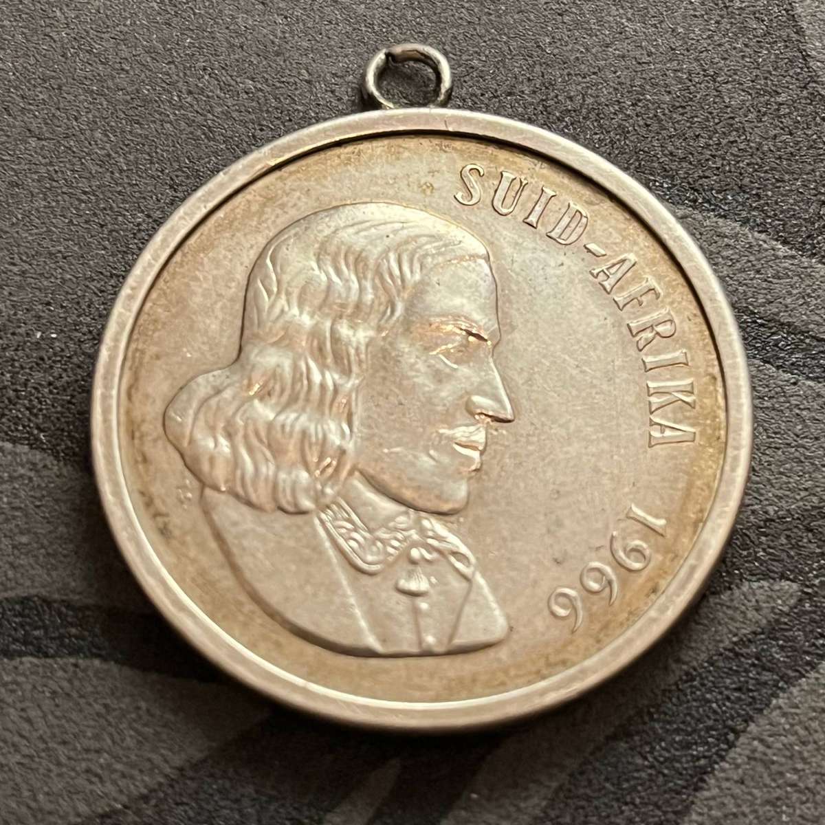 1966 South Africa 1 Rand Coin Pendant Jan van Riebeeck Design