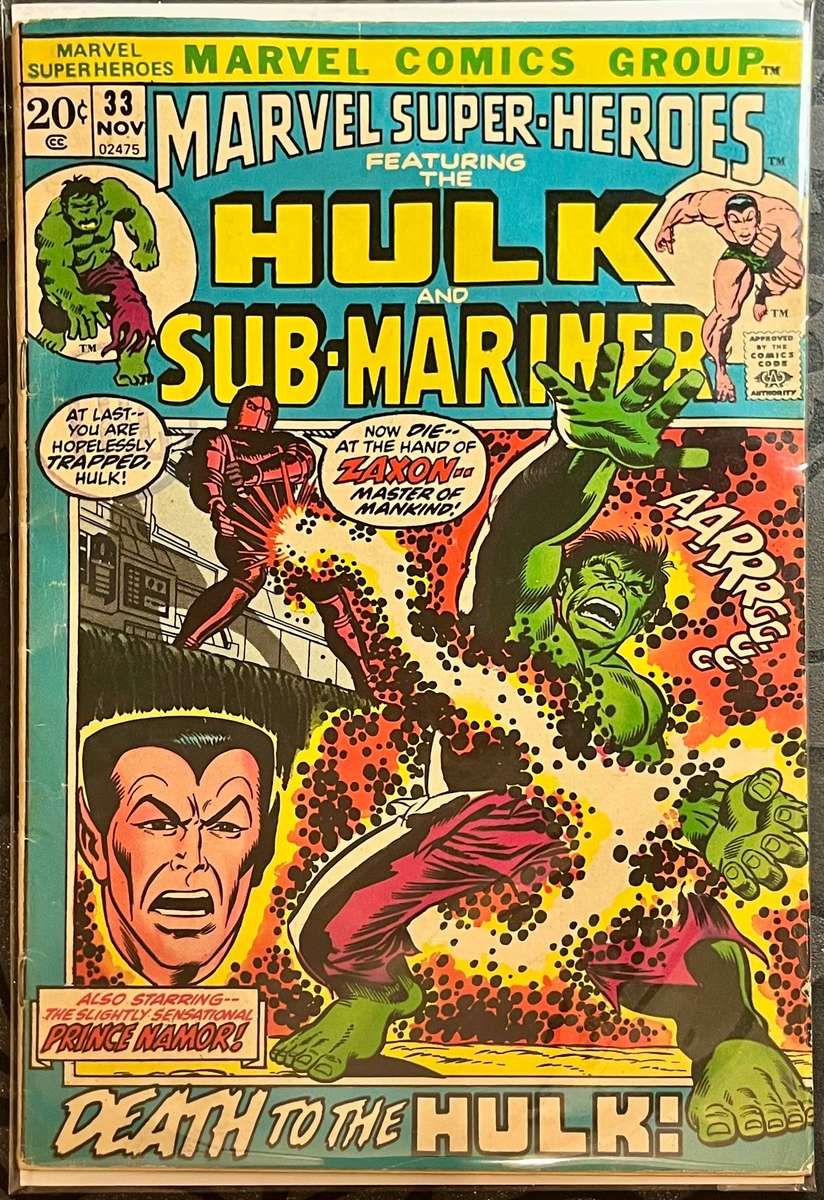  Marvel Super-Heroes #33 (1972)  Hulk & Sub-Mariner Battle | Bronze Age