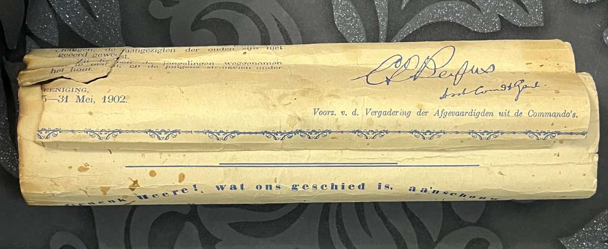 1902 Anglo-Boer War Vereeniging Treaty Commemorative Broadside  Rare Historical Poster