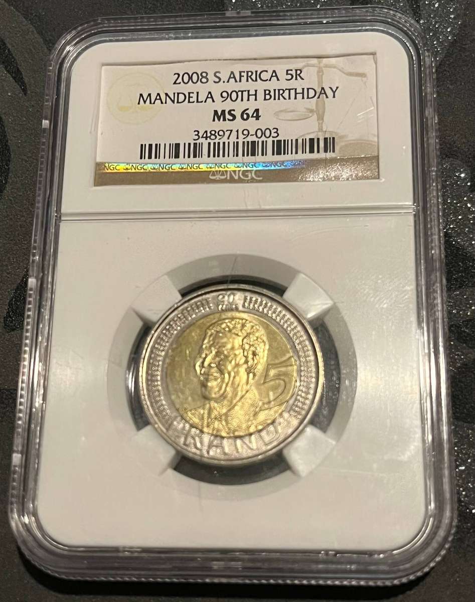 2008 South Africa 5 Rand Mandela 90th Birthday NGC MS64