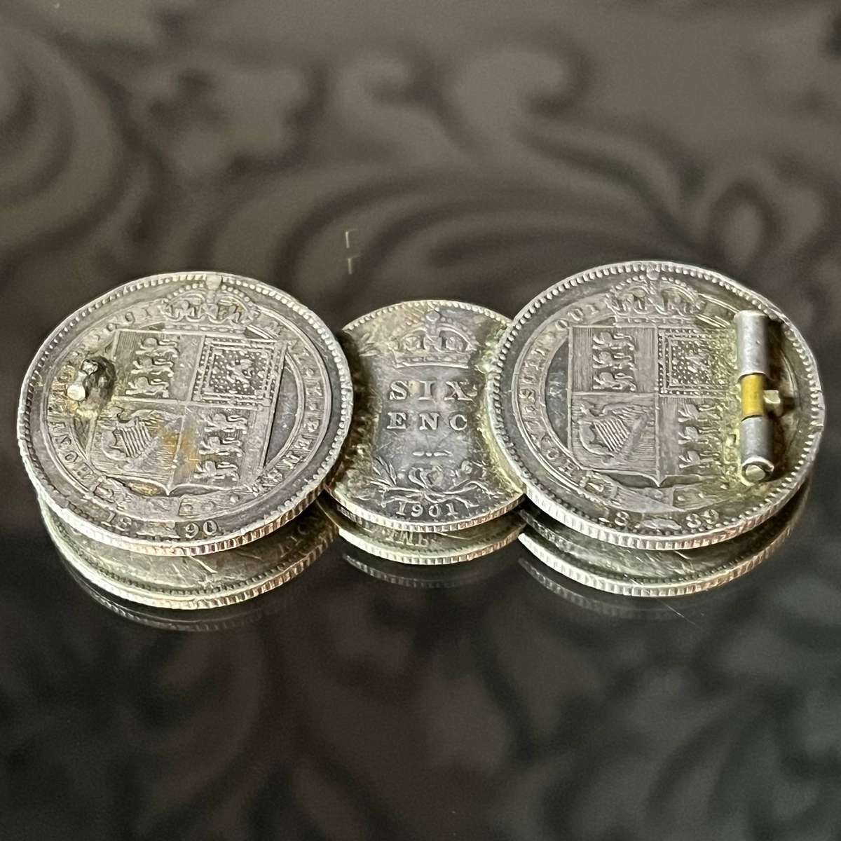 1800s - 1901 coins Queen Victoria Silver Brooch