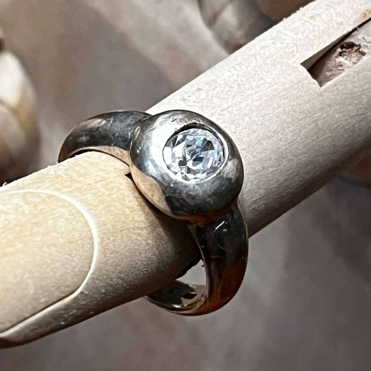 Sterling Silver Bezel-Set Clear Stone Ring