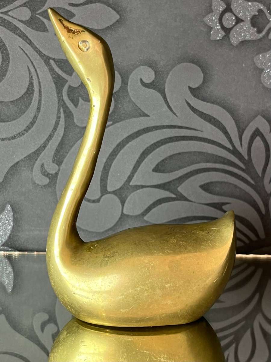  Vintage Solid Brass Swan  Long Neck Design