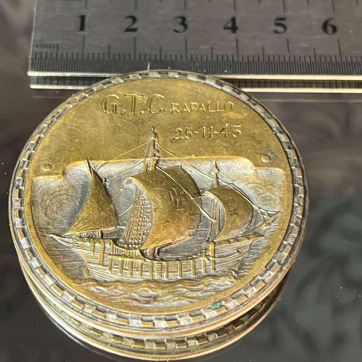 1945 Italian Commemorative Medal  Rapallo Ship & Saint George Design