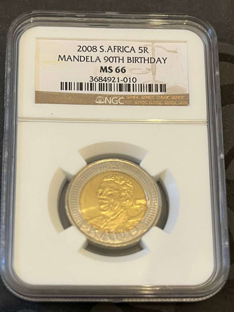 2008 South Africa 5 Rand  Nelson Mandela 90th Birthday (NGC MS66)