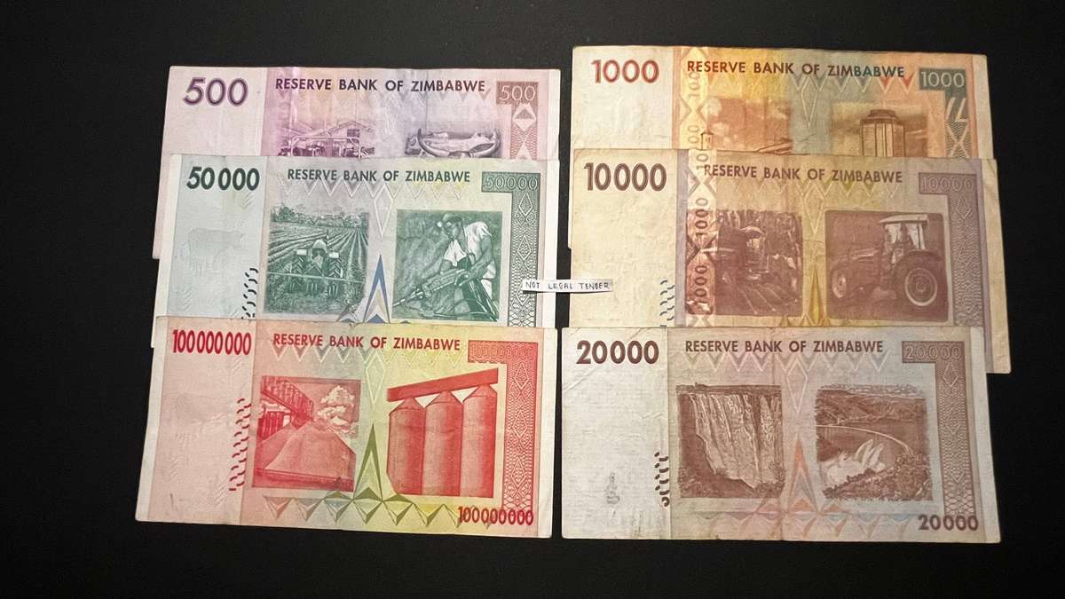 Zimbabwe Dollar Banknote Bundle | Reserve Bank of Zimbabwe | 6 Notes
