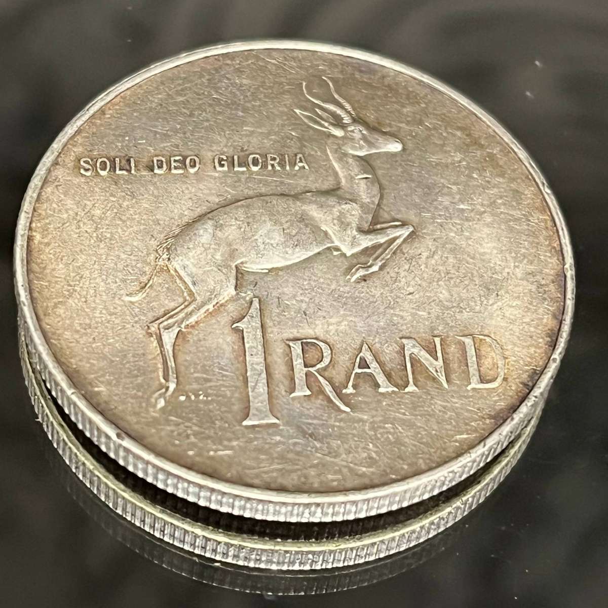 1966 R1 South Africa  Silver Coin (Soli Deo Gloria)