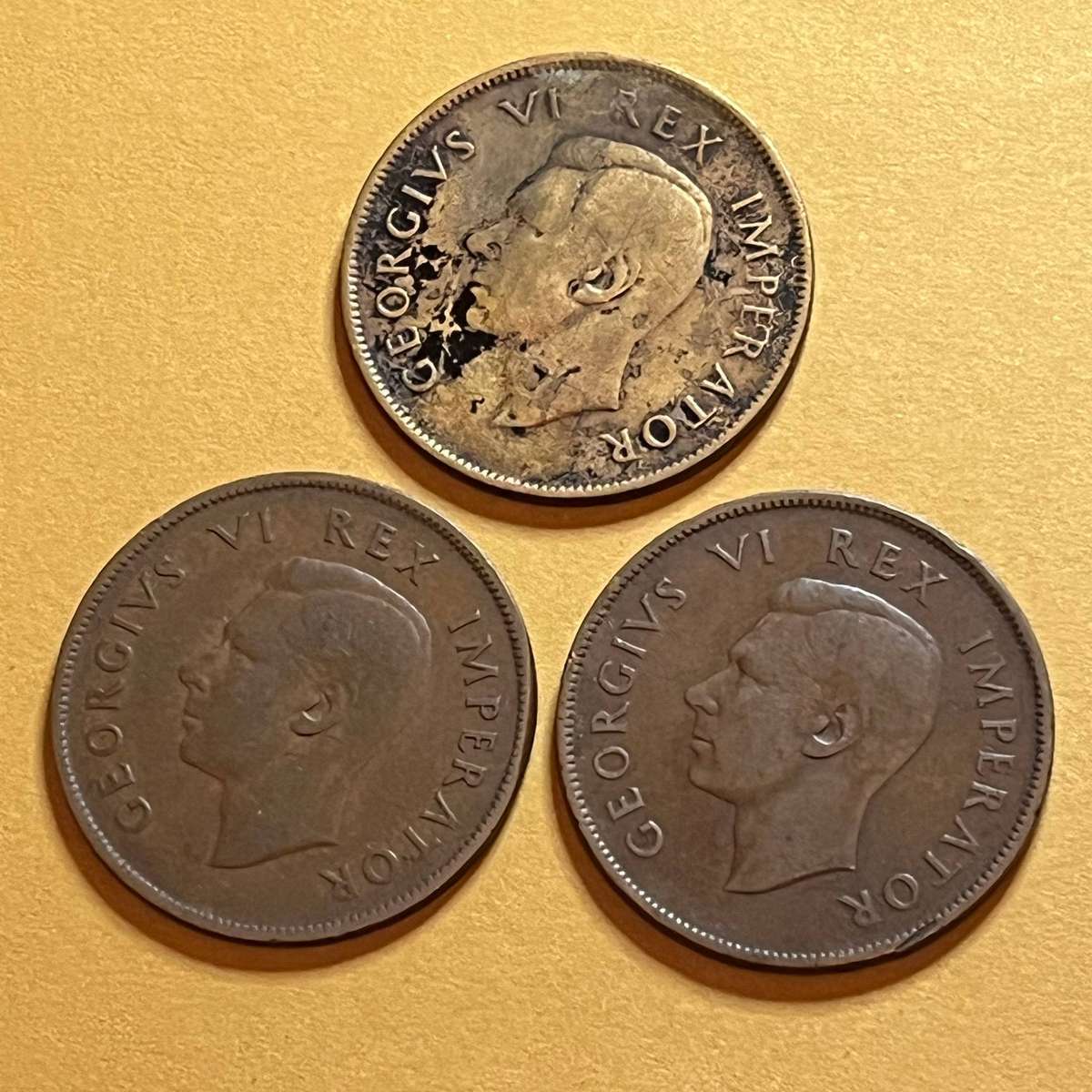 1940, 1941 & 1942 South Africa 1 Penny  Lot of 3