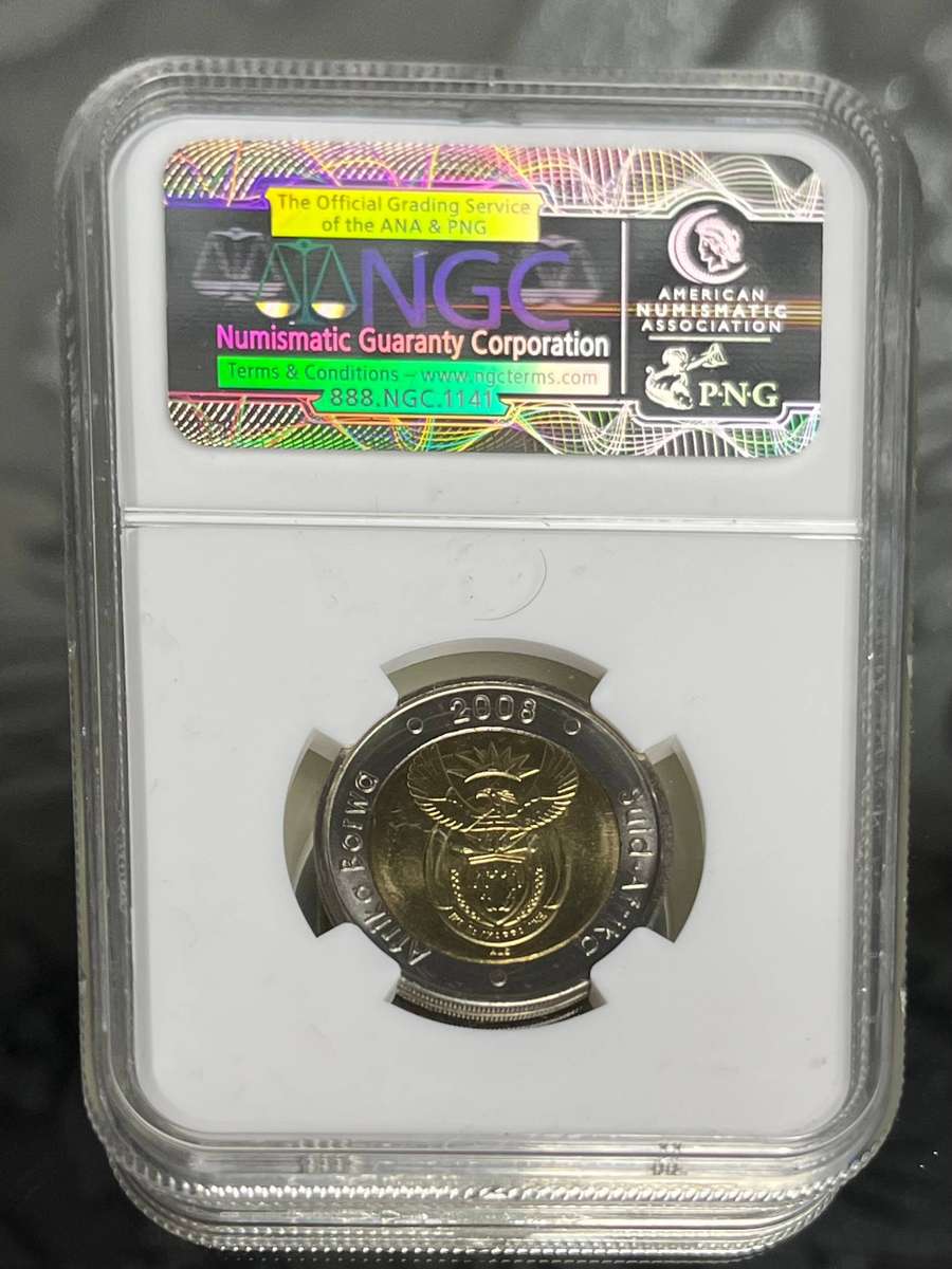  2008 South Africa R5  Mandela 90th Birthday  NGC MS66 