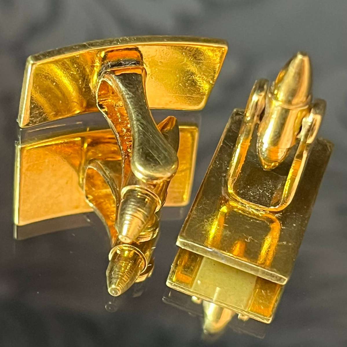 Retro Mens Cufflinks  Rectangular Gold Design with Stripes