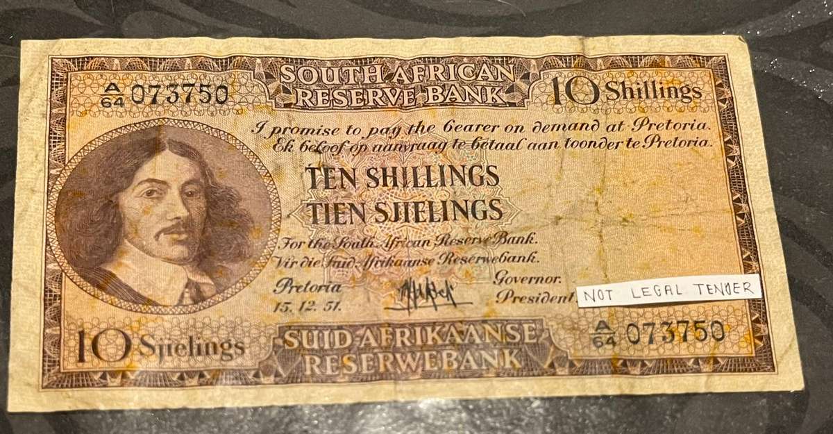 1951 South Africa  Ten Shillings Banknote