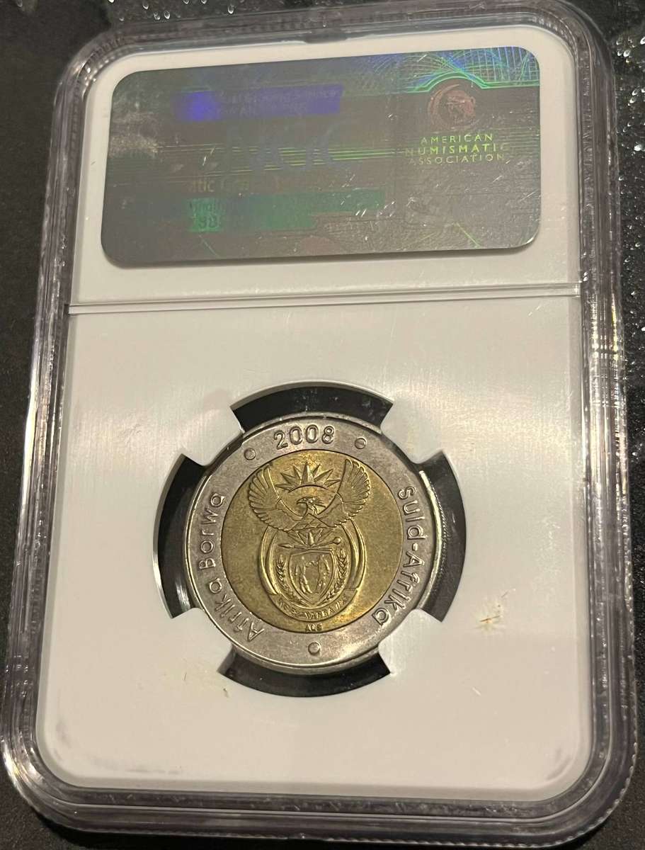 2008 South Africa 5 Rand Mandela 90th Birthday NGC MS62