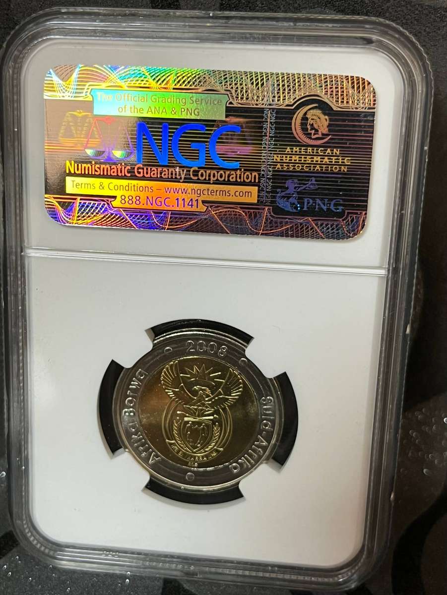 South Africa 2008 Mandela 90th Birthday 5 Rand  NGC MS66  Graded Coin