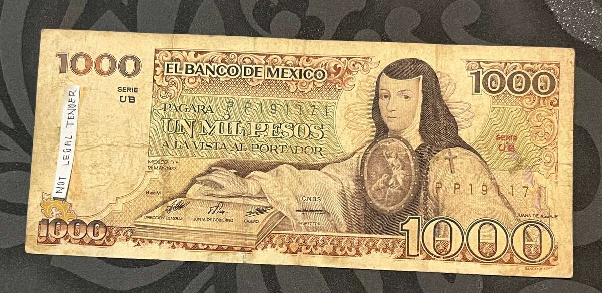  Mexico 1000 Pesos Banknote  El Banco de México (1983)