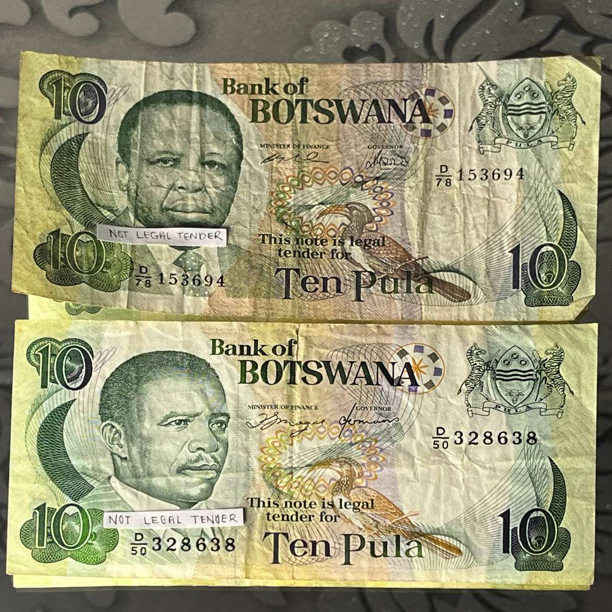 Botswana Banknotes  2 x Ten Pula Notes