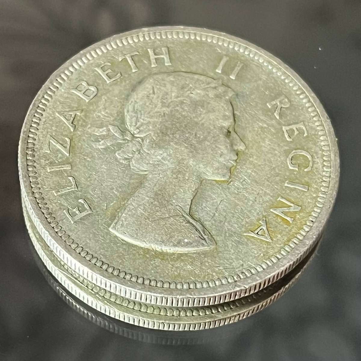 1958 SA Silver 2½ Shillings  Queen Elizabeth II & Coat of Arms