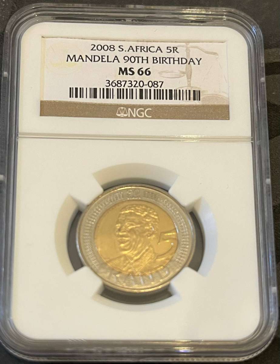 2008 South Africa 5 Rand  Nelson Mandela 90th Birthday (NGC MS66)