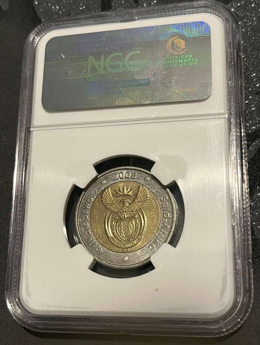 2008 South Africa 5 Rand  Mandela 90th Birthday  NGC MS62