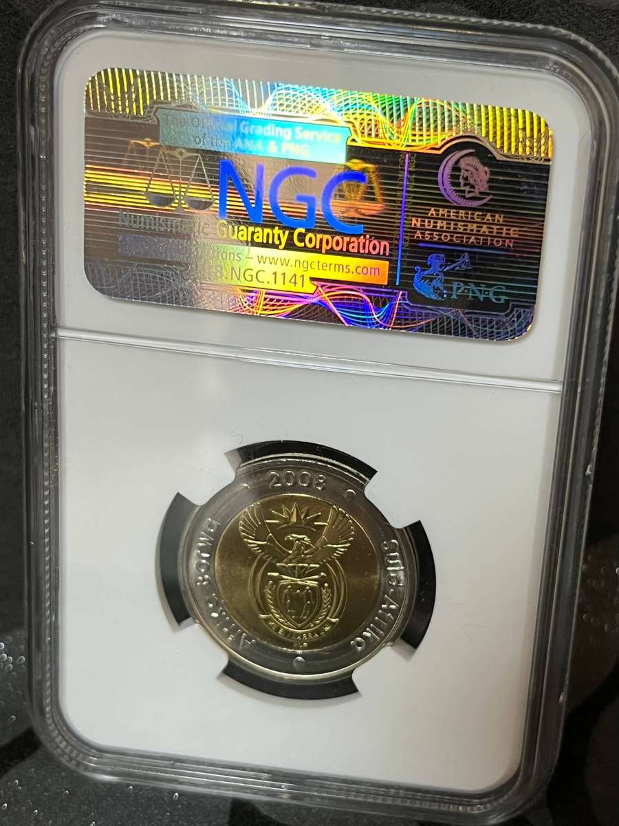 South Africa 2008 Mandela 90th Birthday 5 Rand  NGC MS66  Graded Coin