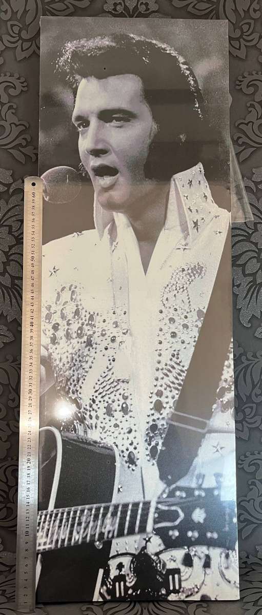 Elvis Presley Black & White Canvas Print 30x90cm Large Art - In plastic