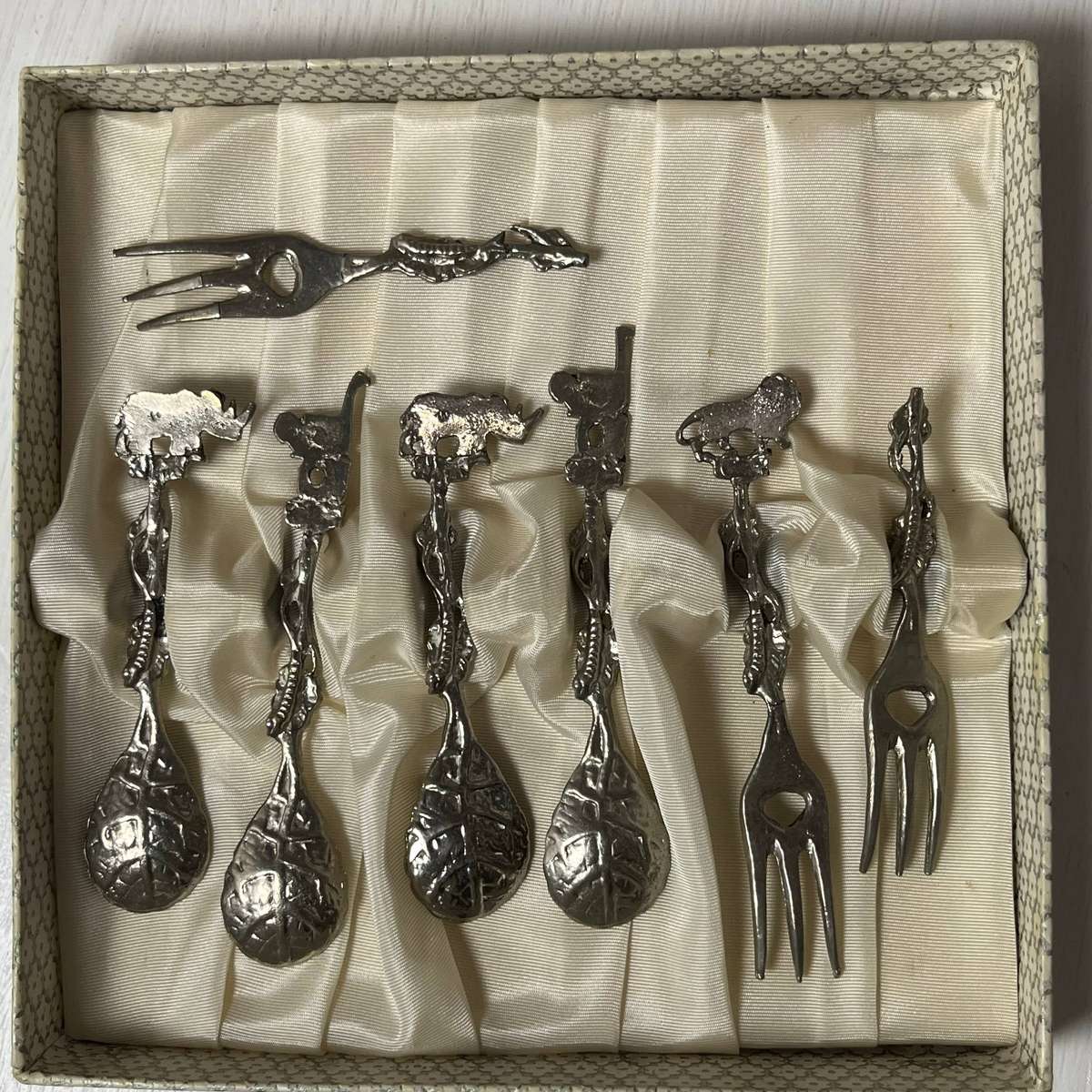  Vintage South African Animal Spoon & Fork Set
