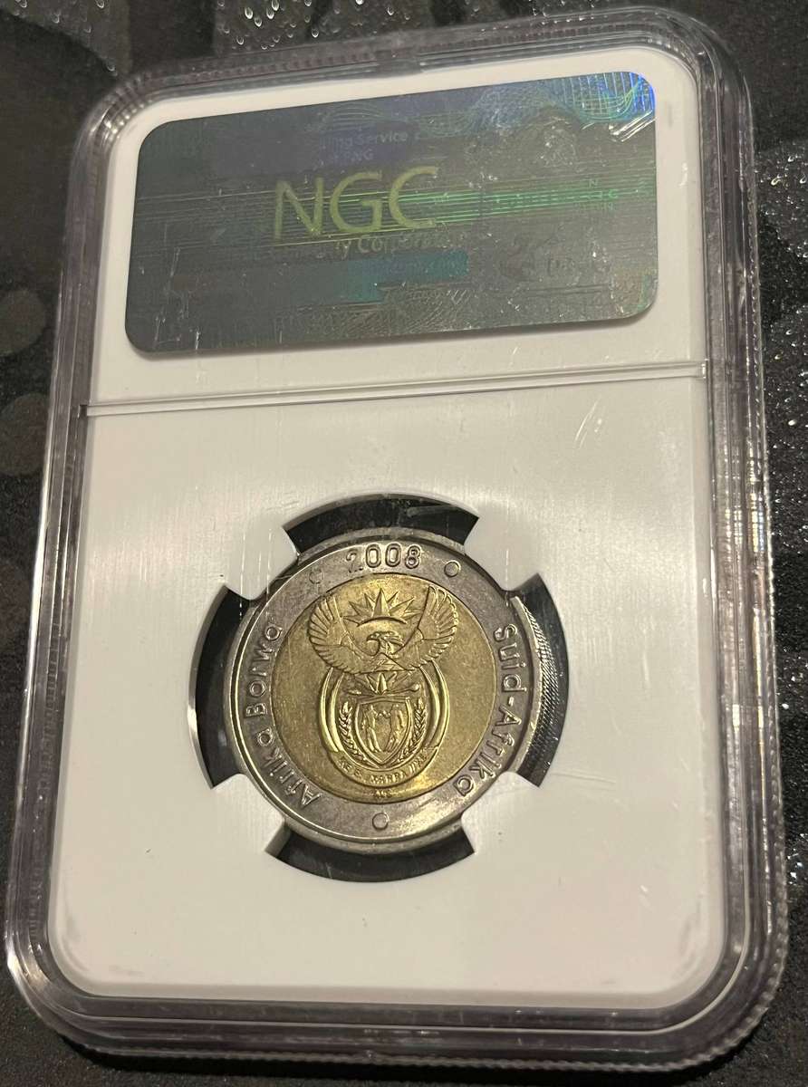 2008 South Africa 5 Rand  Mandela 90th Birthday  NGC MS62