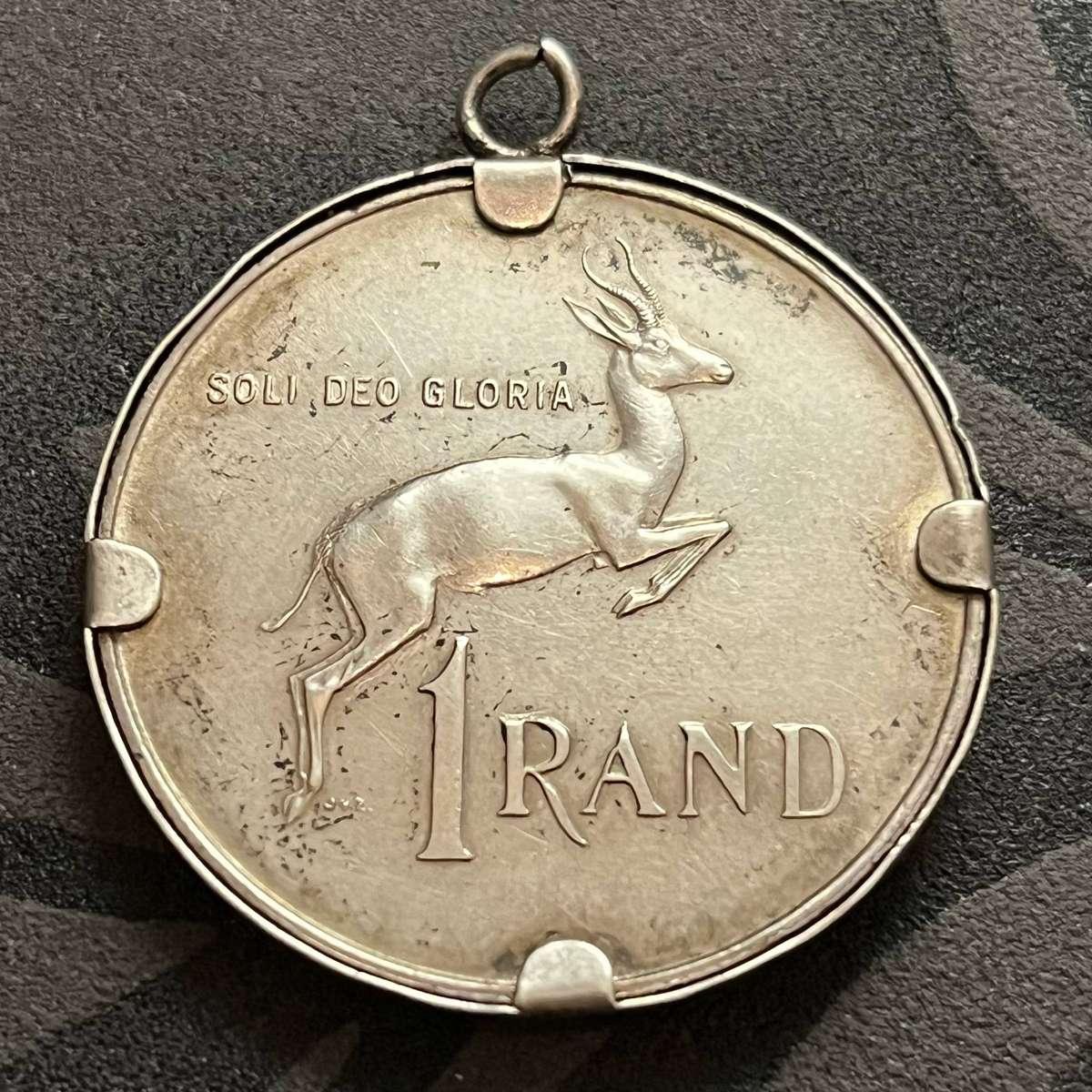 1966 South Africa 1 Rand Coin Pendant Jan van Riebeeck Design