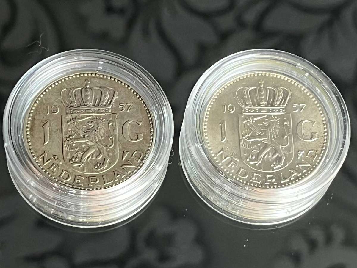 Lot of 2  1957 Netherlands 1 Gulden Silver Coins