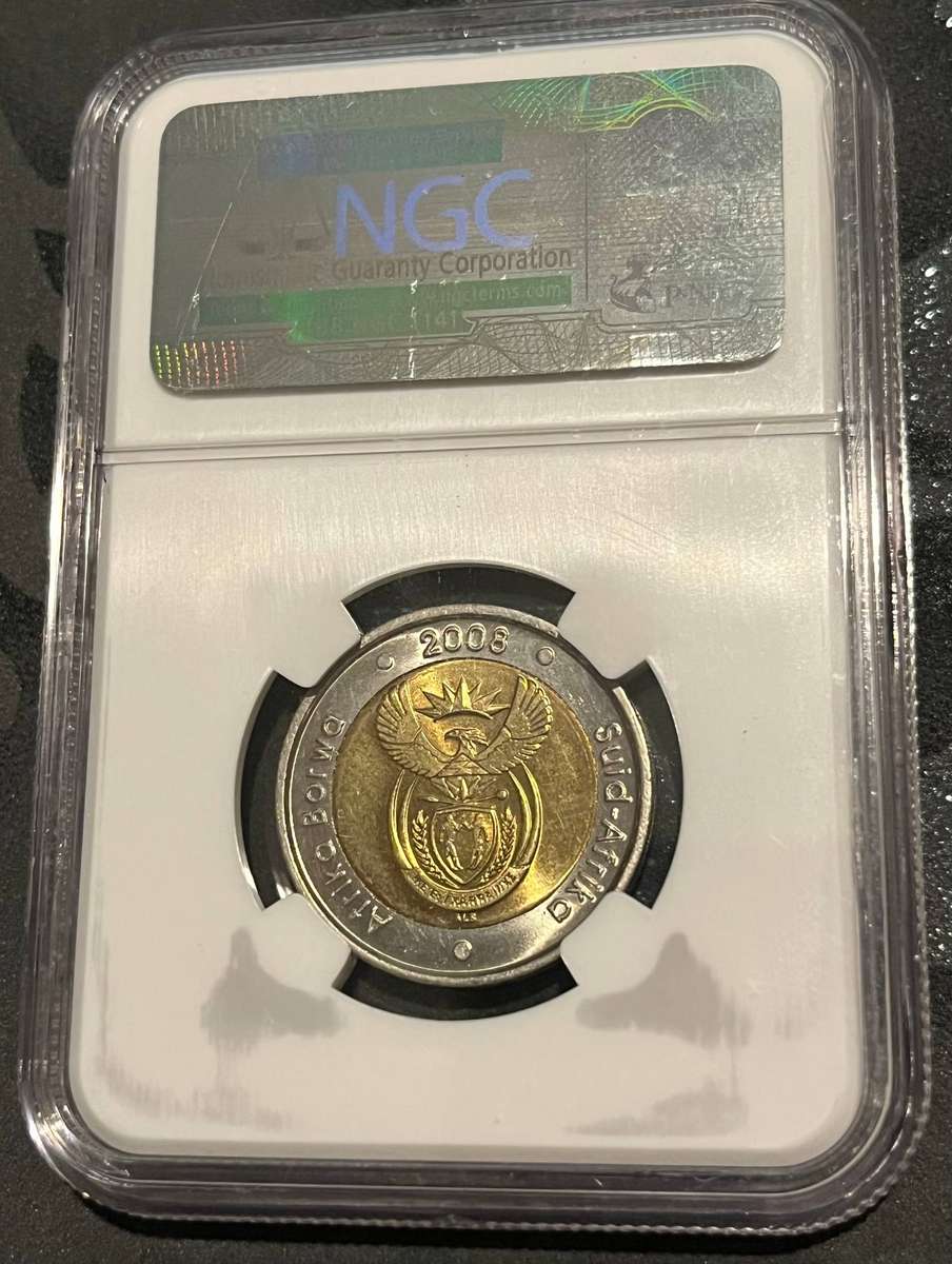 2008 South Africa 5 Rand  Mandela 90th Birthday  NGC MS62