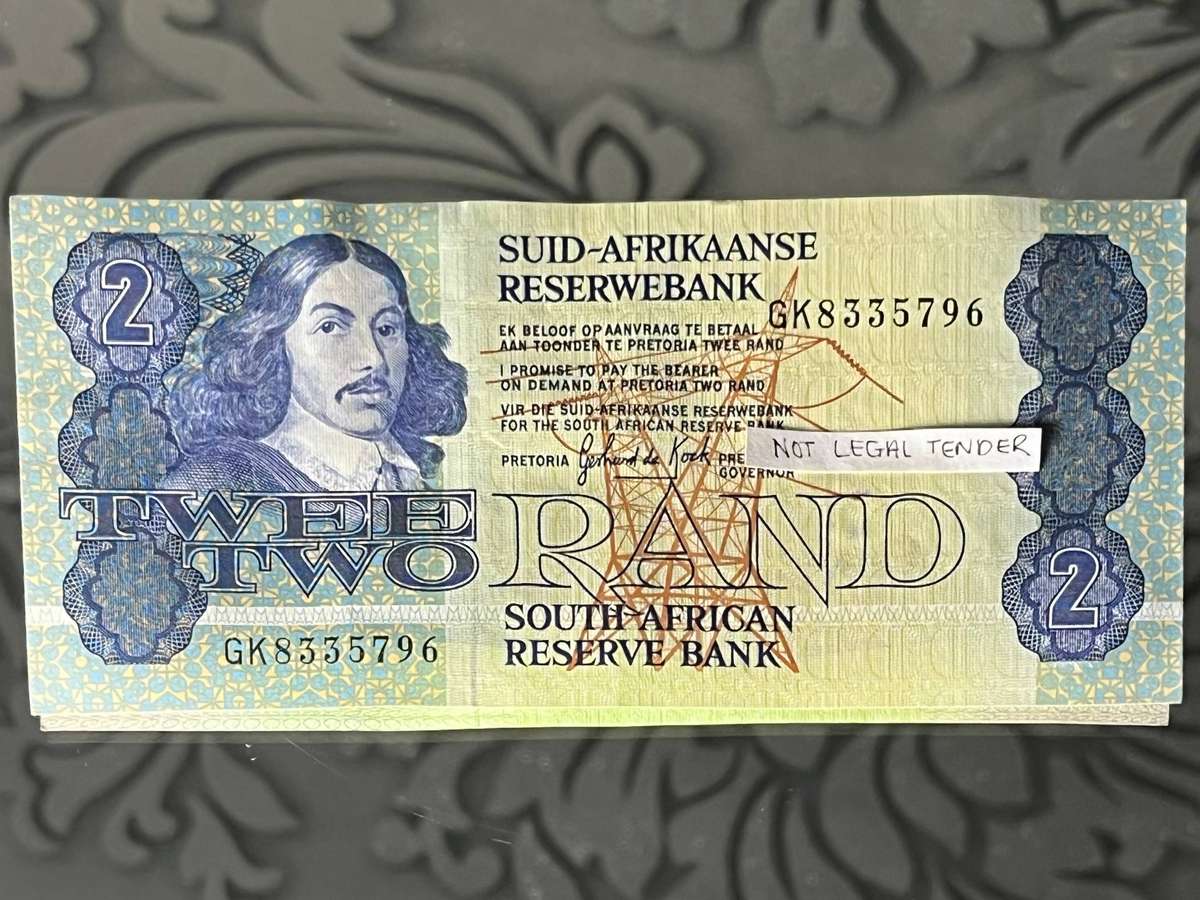 South Africa 2 Rand Note  Governor De Kock  Reserve Bank Issue