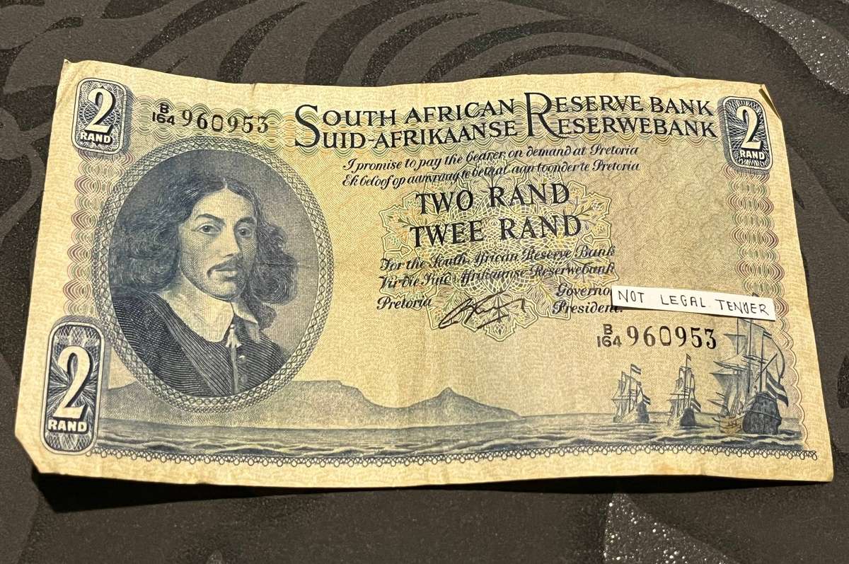 2 Rand Banknote  South African Reserve Bank  Vintage Collectible Currency