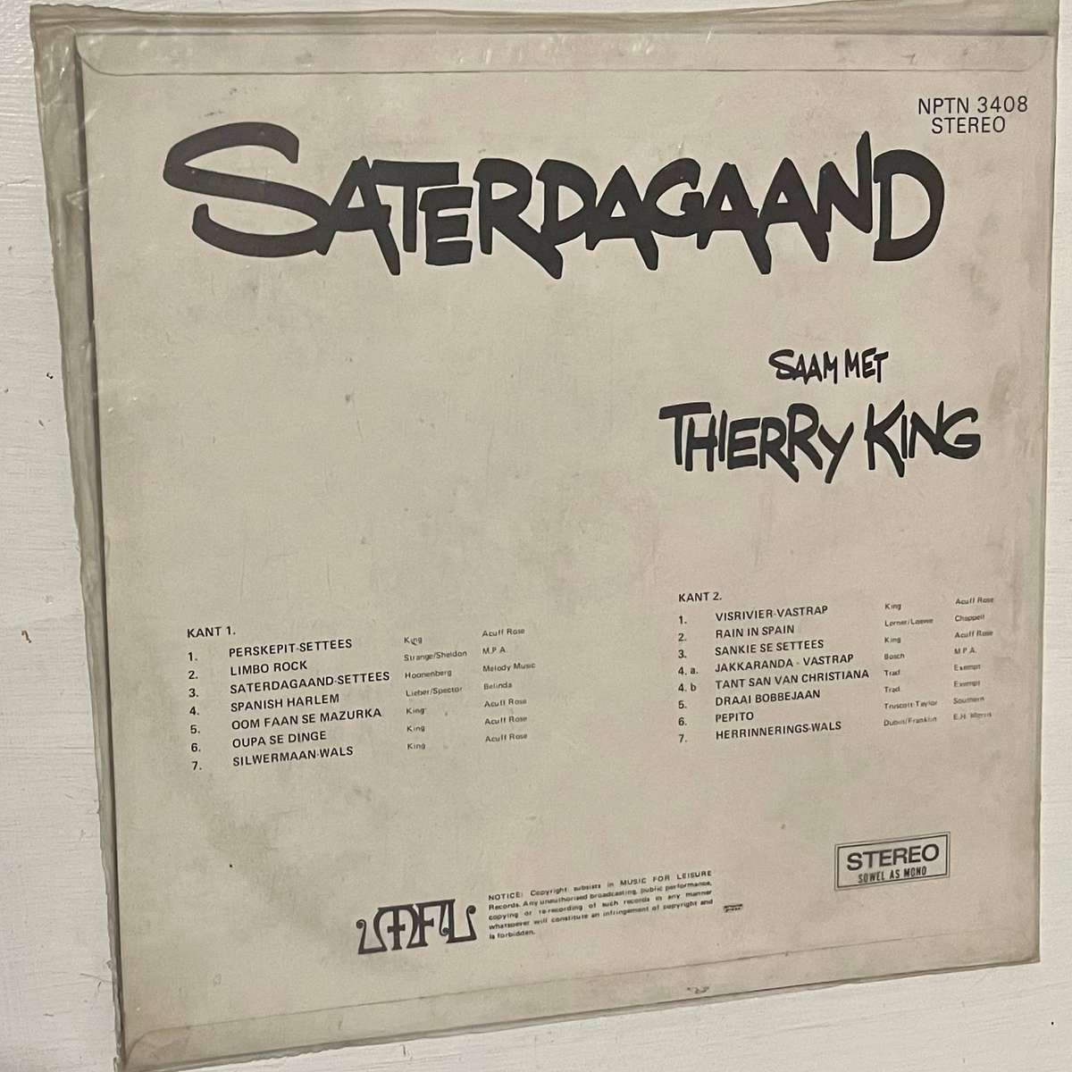  Thierry King  Saterdag Aand! Saam Met Thierry King Afrikaans LP