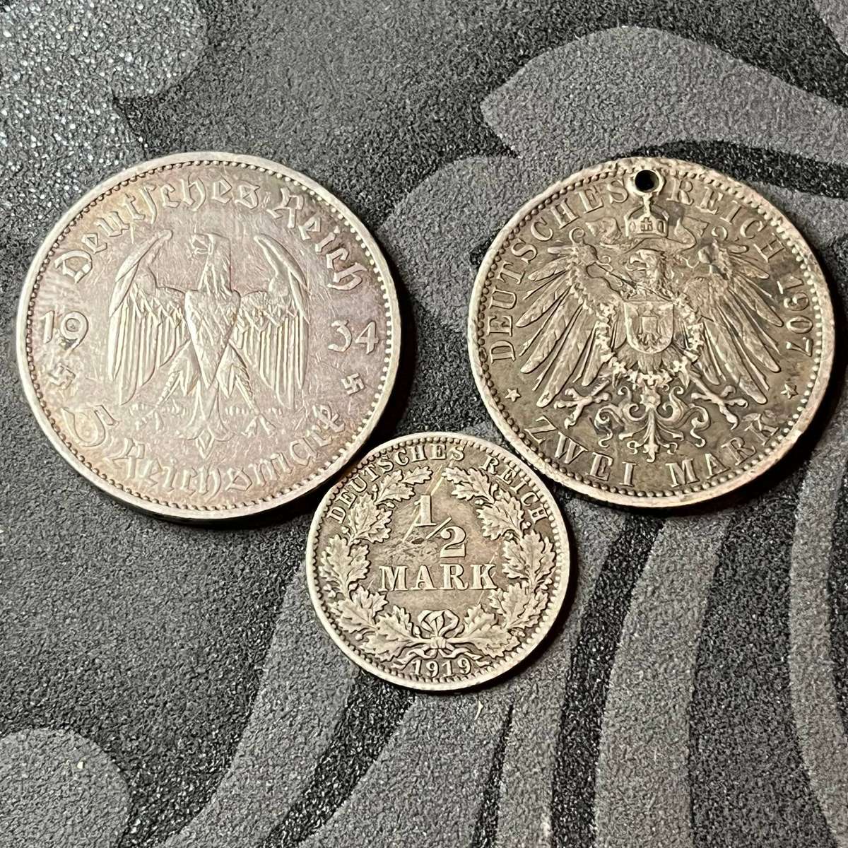  Germany Silver Coin Set  1907  1919  1934
