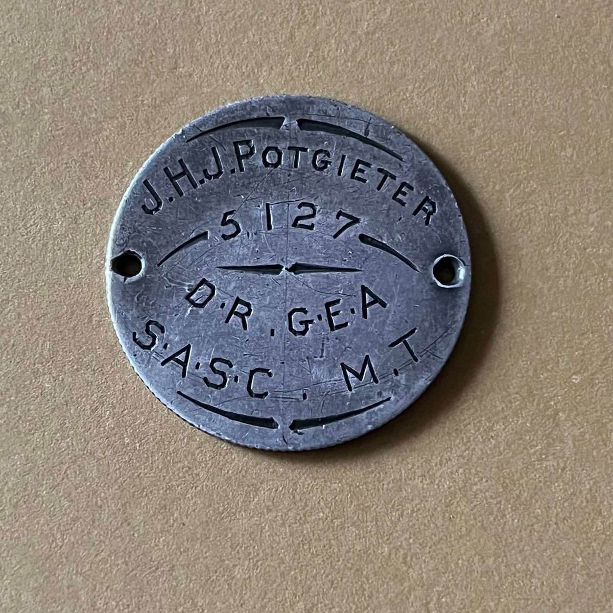 1899 German East Africa 1 Rupie  Military Dog Tag Conversion 