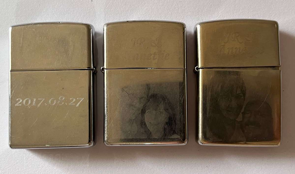  Zippo Lighters  Engraved & Photo Etched (Lot of 3)