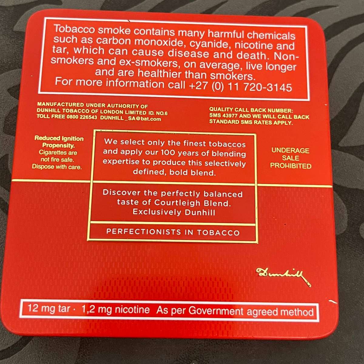 Dunhill Cigarette Collectors Tin  London Tobacco Co. Ltd.