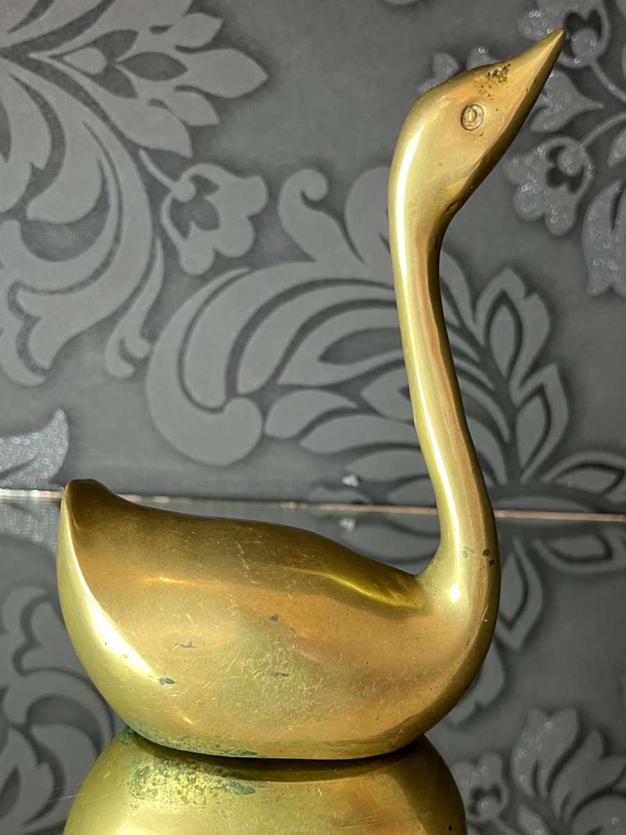  Vintage Solid Brass Swan  Long Neck Design