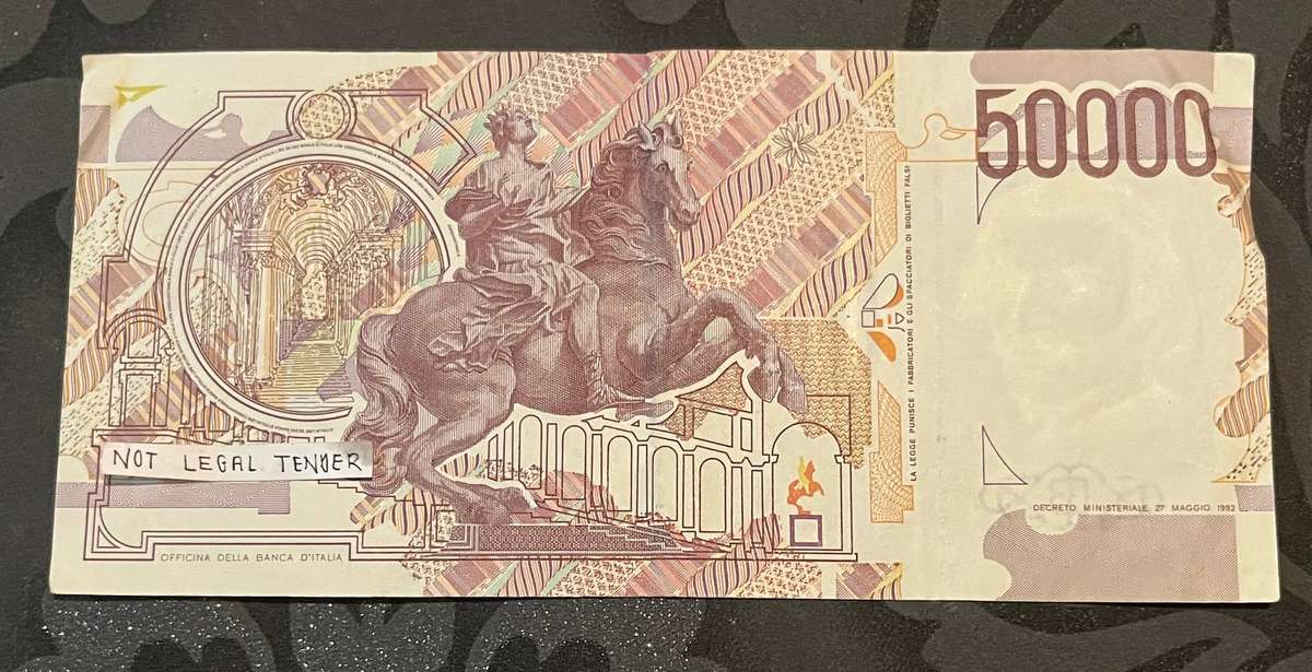  Italy 50,000 Lire Banknote  Gian Lorenzo Bernini Series  1992