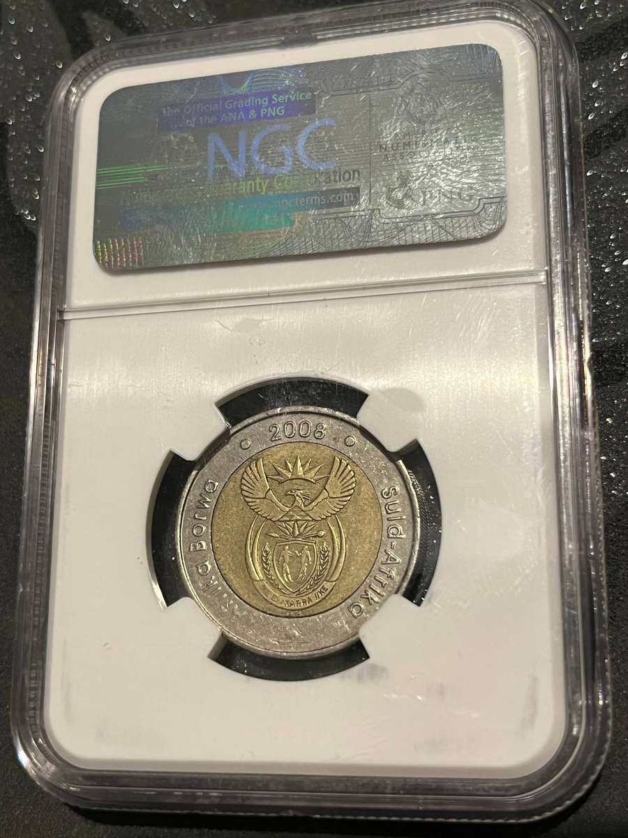 2008 South Africa 5 Rand  Mandela 90th Birthday  NGC AU55