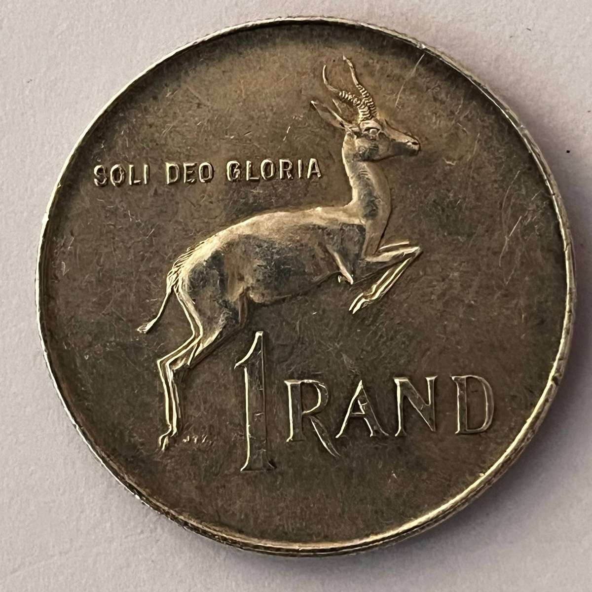  RSA 1966 Silver One Rand (R1)  .800 Silver  Classic Springbok