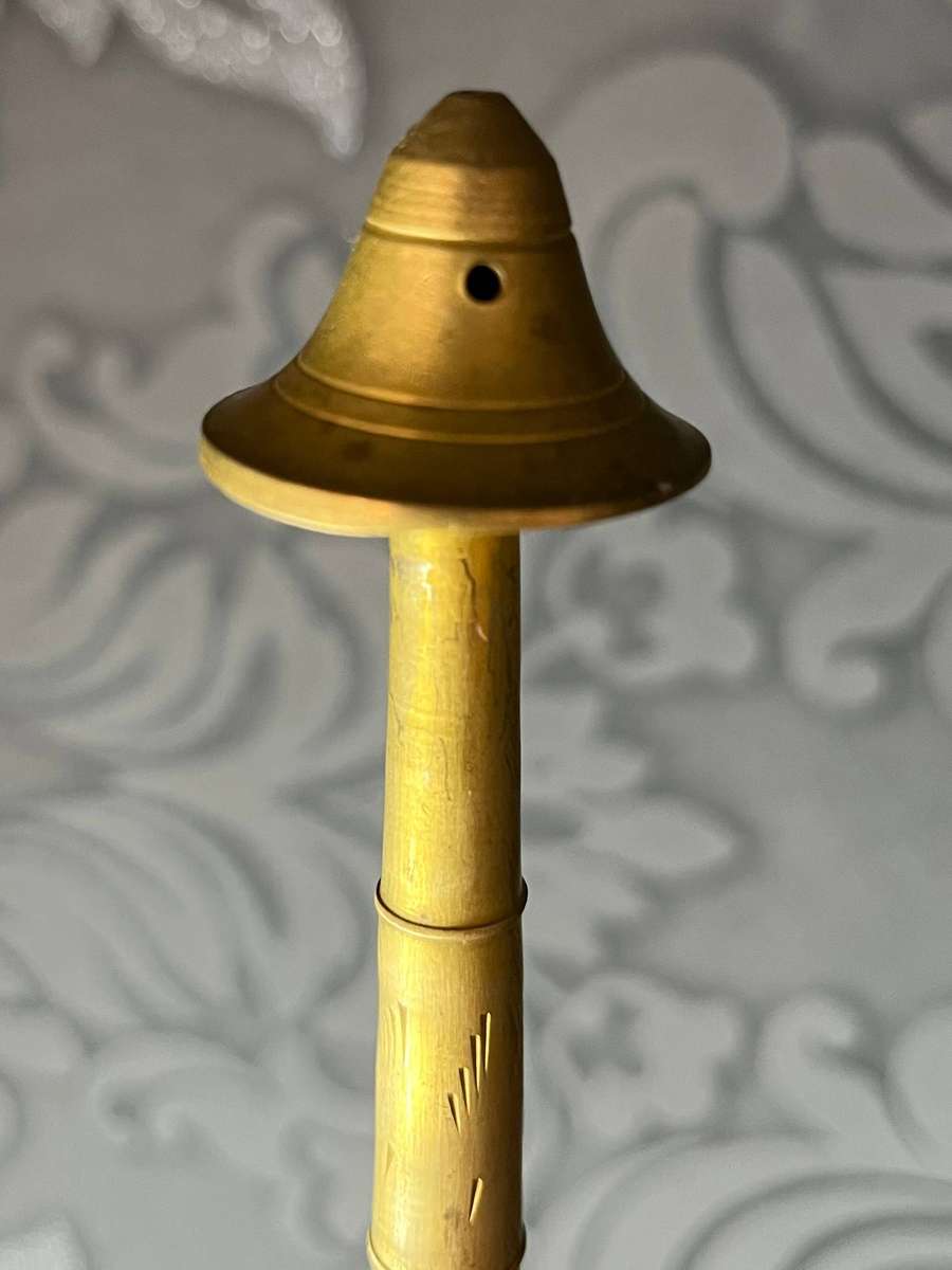  Tall Vintage Brass Ewer  Hand-Etched Floral Design