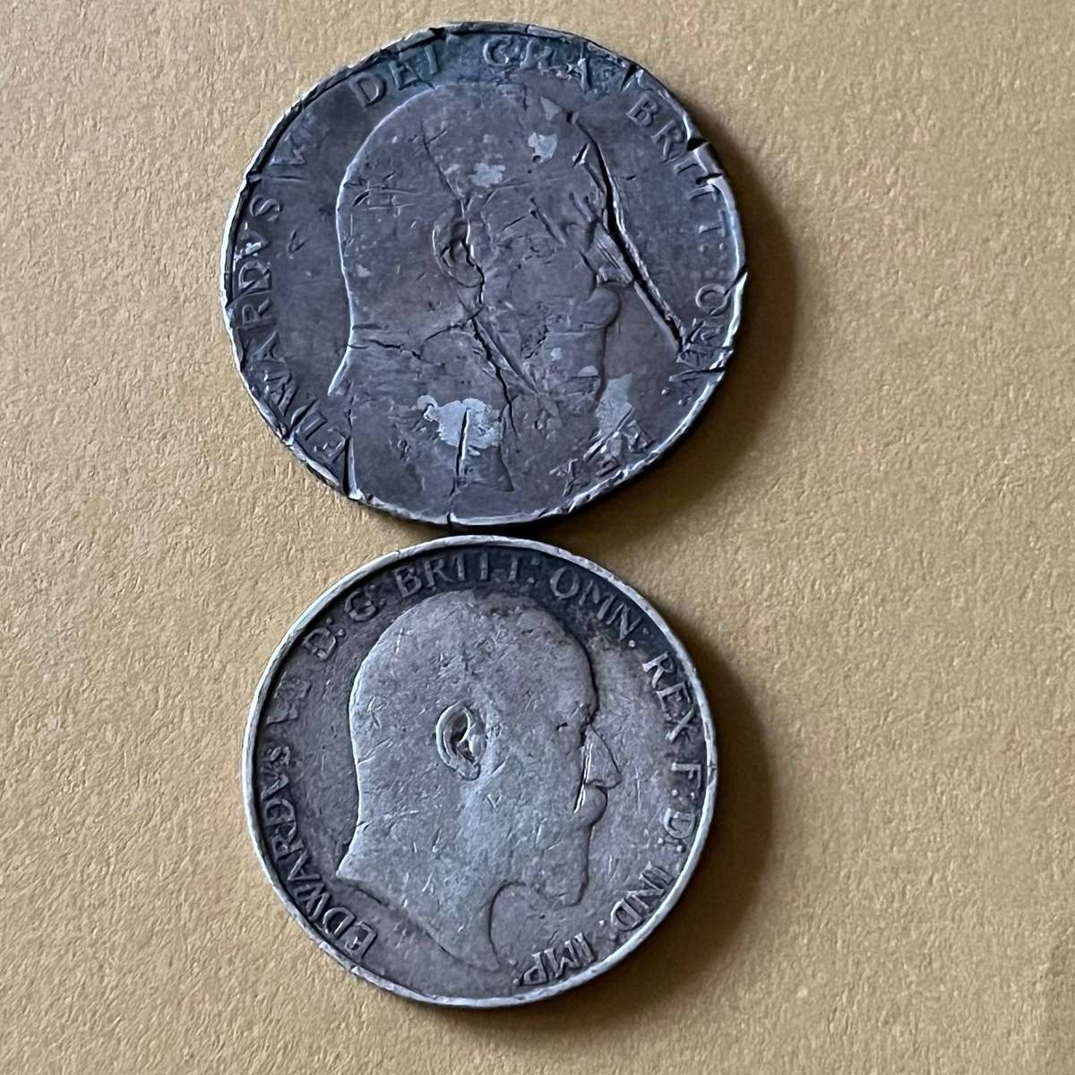 19021910 Edward VII British Silver Coin Pair  Halfcrown & Florin  Sterling .925
