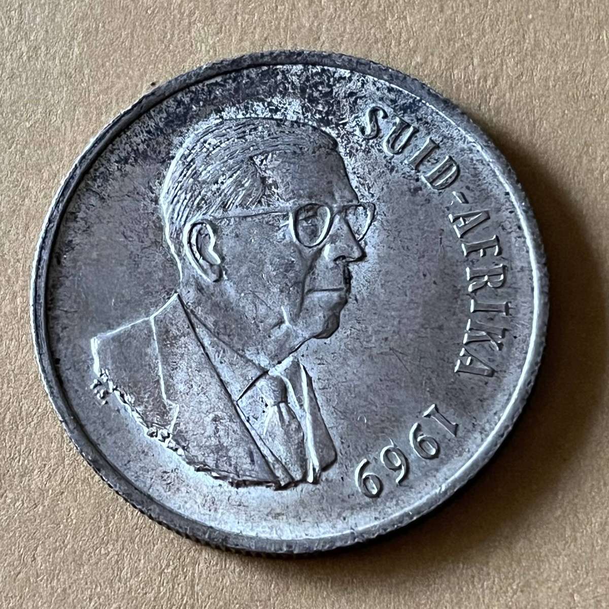 1969 South Africa Silver 1 Rand .800 Silver